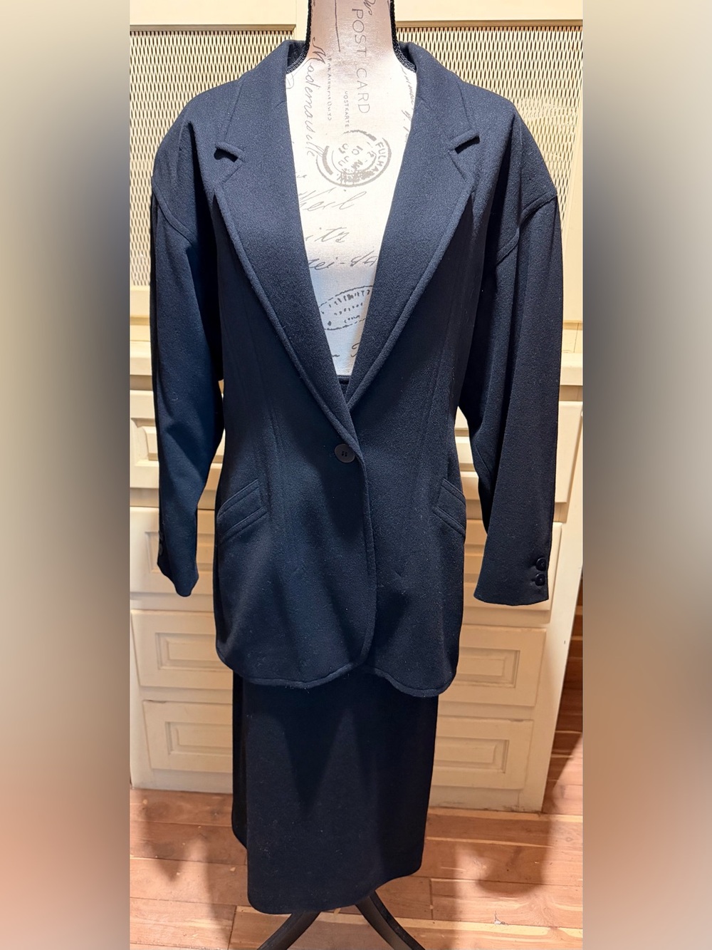 NWT VTG Escada Margaretha Ley Black Wool Skirt Suit Set Blazer